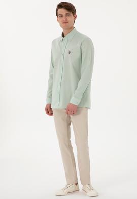 Erkek Su Yeşili Uzun Kollu Basic Gömlek - 50298000054