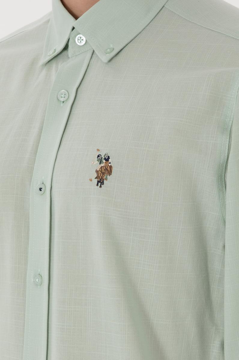 Erkek Su Yeşili Uzun Kollu Basic Gömlek