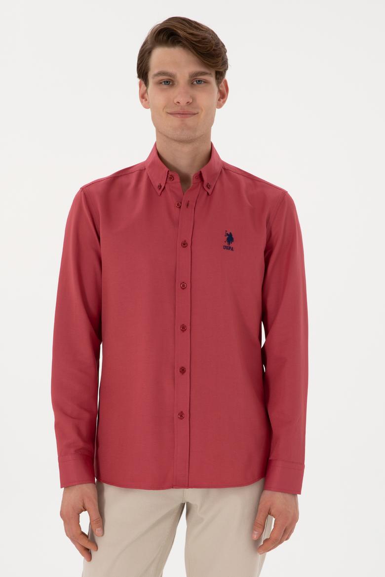 Erkek Vişne Uzun Kollu Basic Gömlek