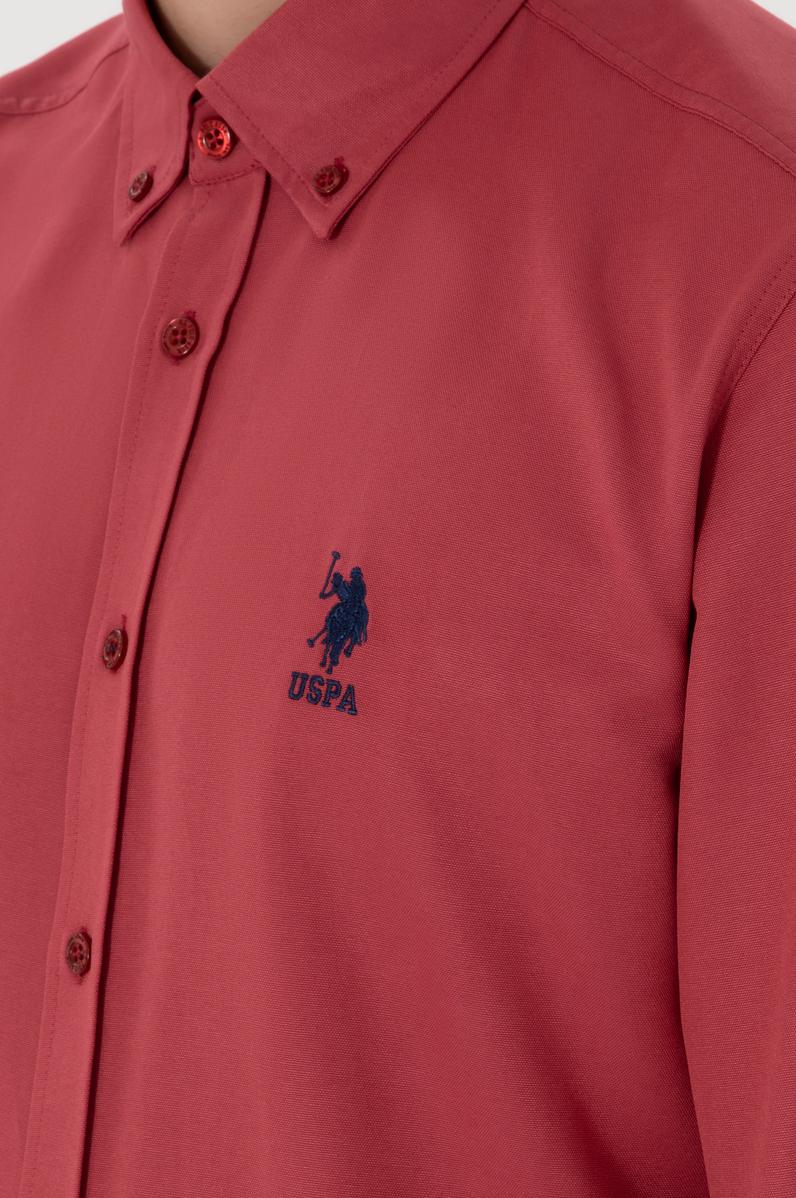 Erkek Vişne Uzun Kollu Basic Gömlek