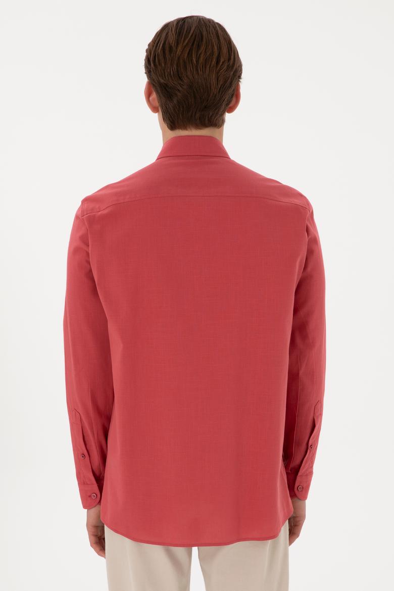 Erkek Vişne Uzun Kollu Basic Gömlek - 50298000078