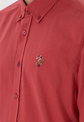 Erkek Vişne Uzun Kollu Basic Gömlek - 50298000078
