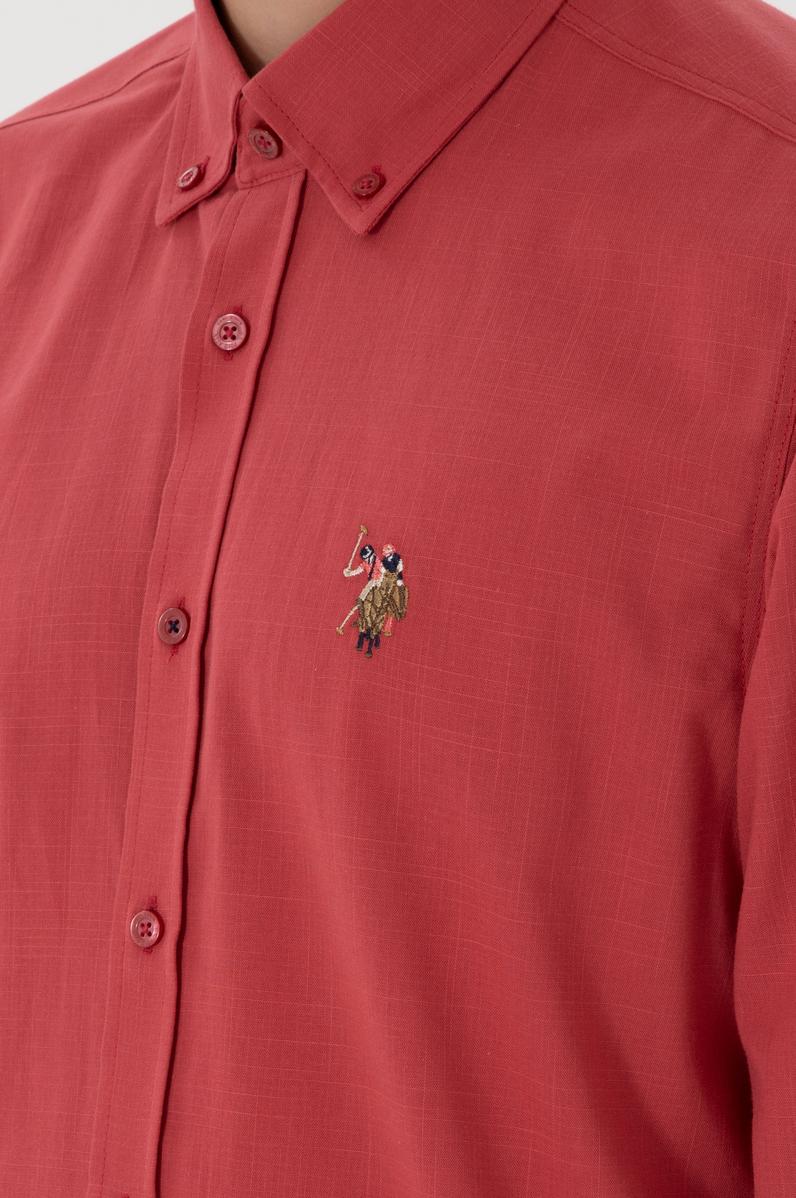 Erkek Vişne Uzun Kollu Basic Gömlek