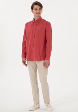 Erkek Vişne Uzun Kollu Basic Gömlek - 50298000078