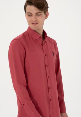 Erkek Vişne Uzun Kollu Basic Gömlek - 50298009078