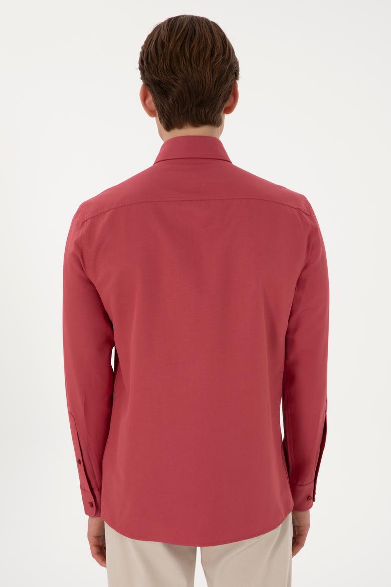 Erkek Vişne Uzun Kollu Basic Gömlek - 50298009078