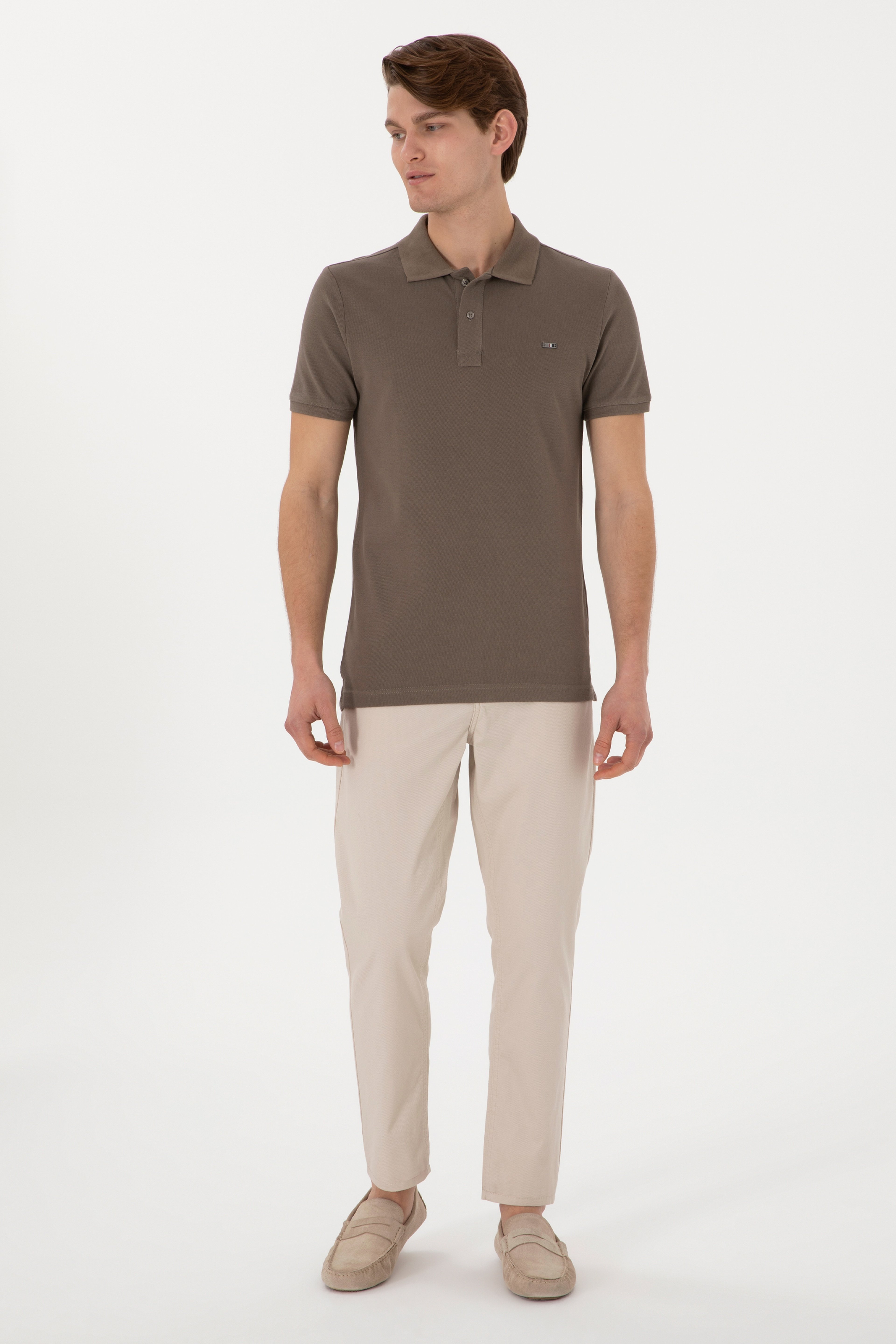 Erkek Slim Fit Taş Kanvas Pantolon - Image 3
