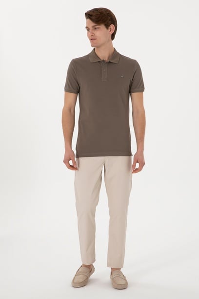 Erkek Slim Fit Taş Kanvas Pantolon