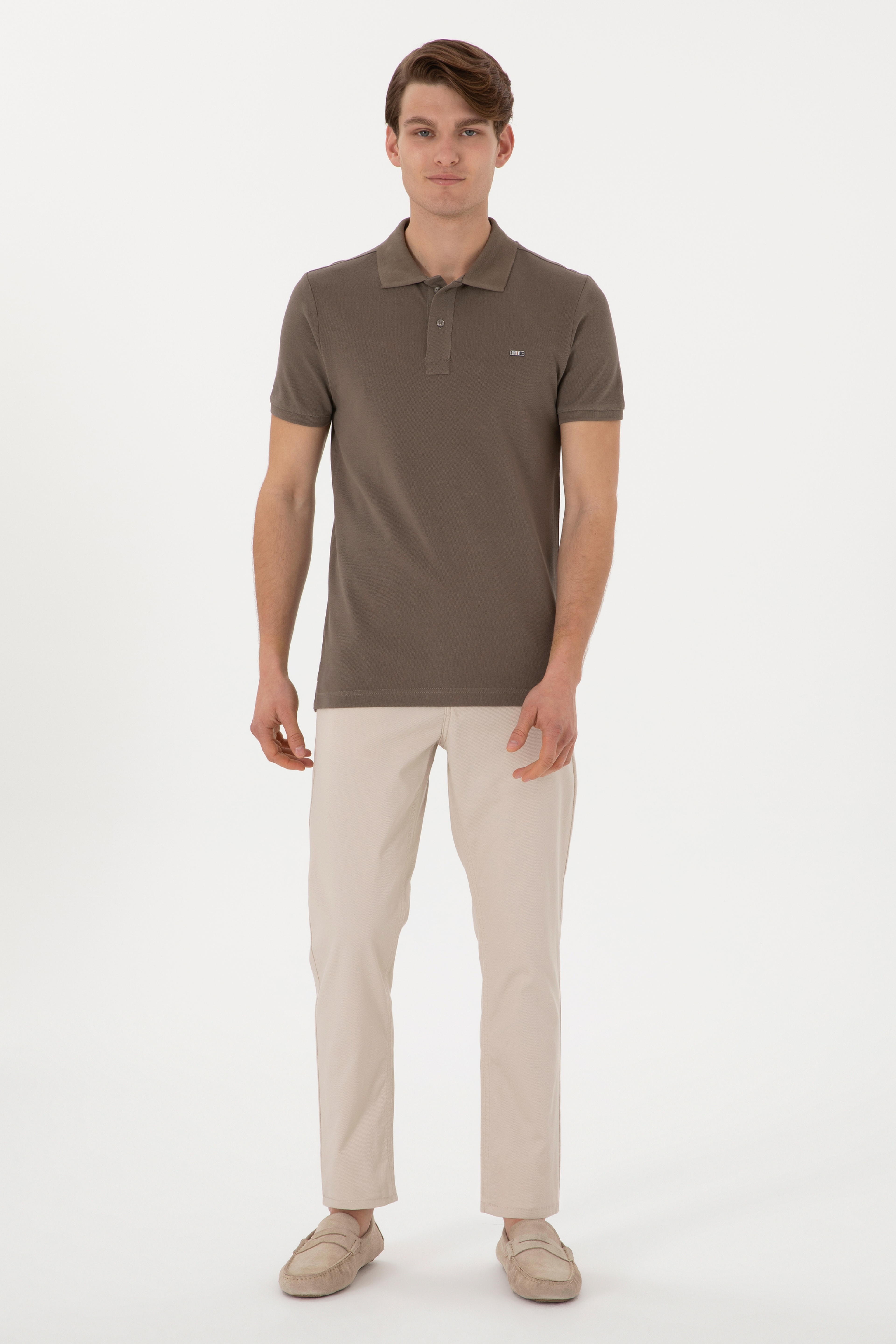 Erkek Slim Fit Taş Kanvas Pantolon - Image 1