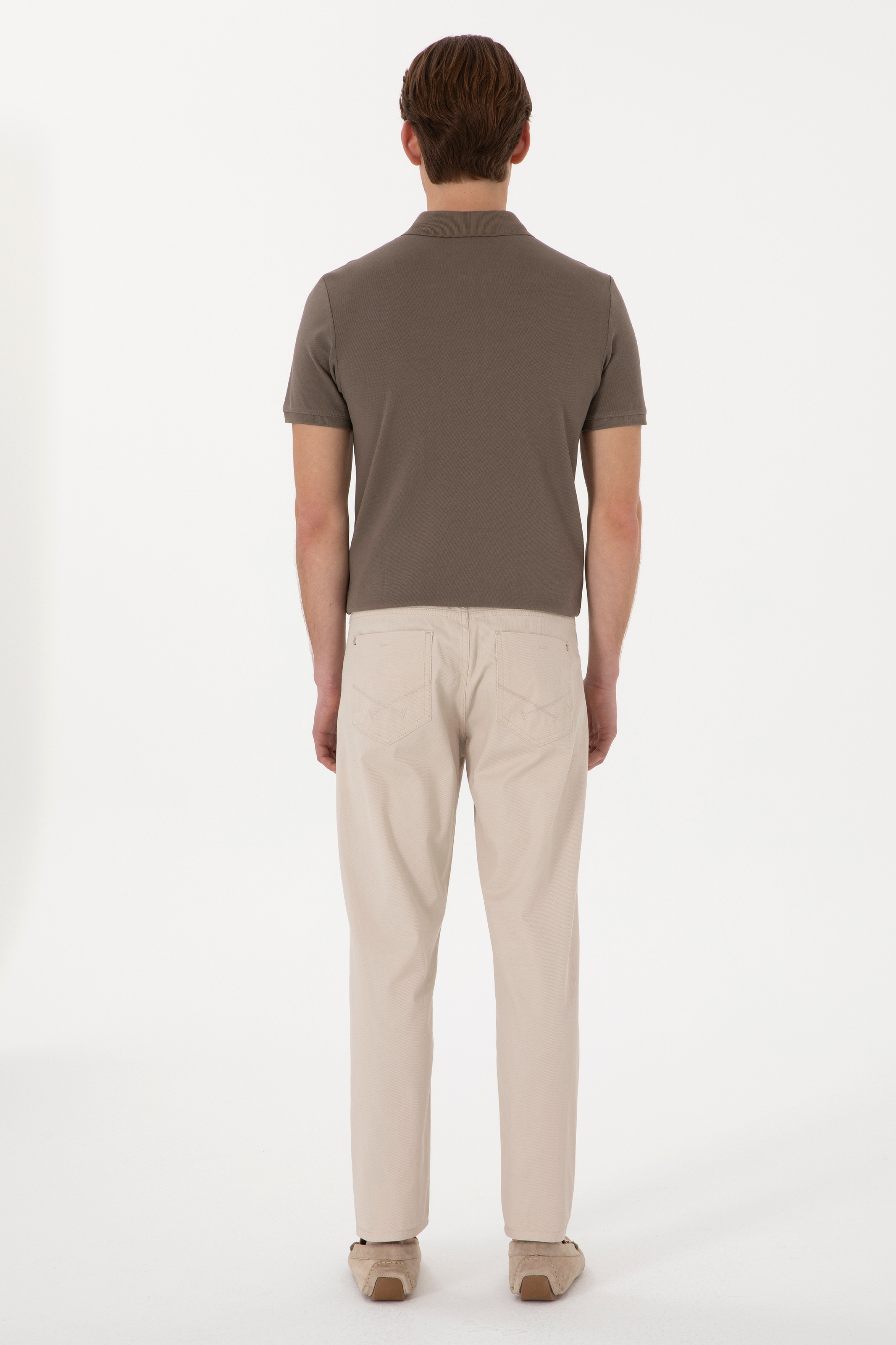 Erkek Slim Fit Taş Kanvas Pantolon