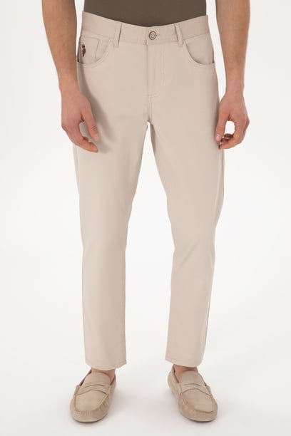 Erkek Slim Fit Taş Kanvas Pantolon