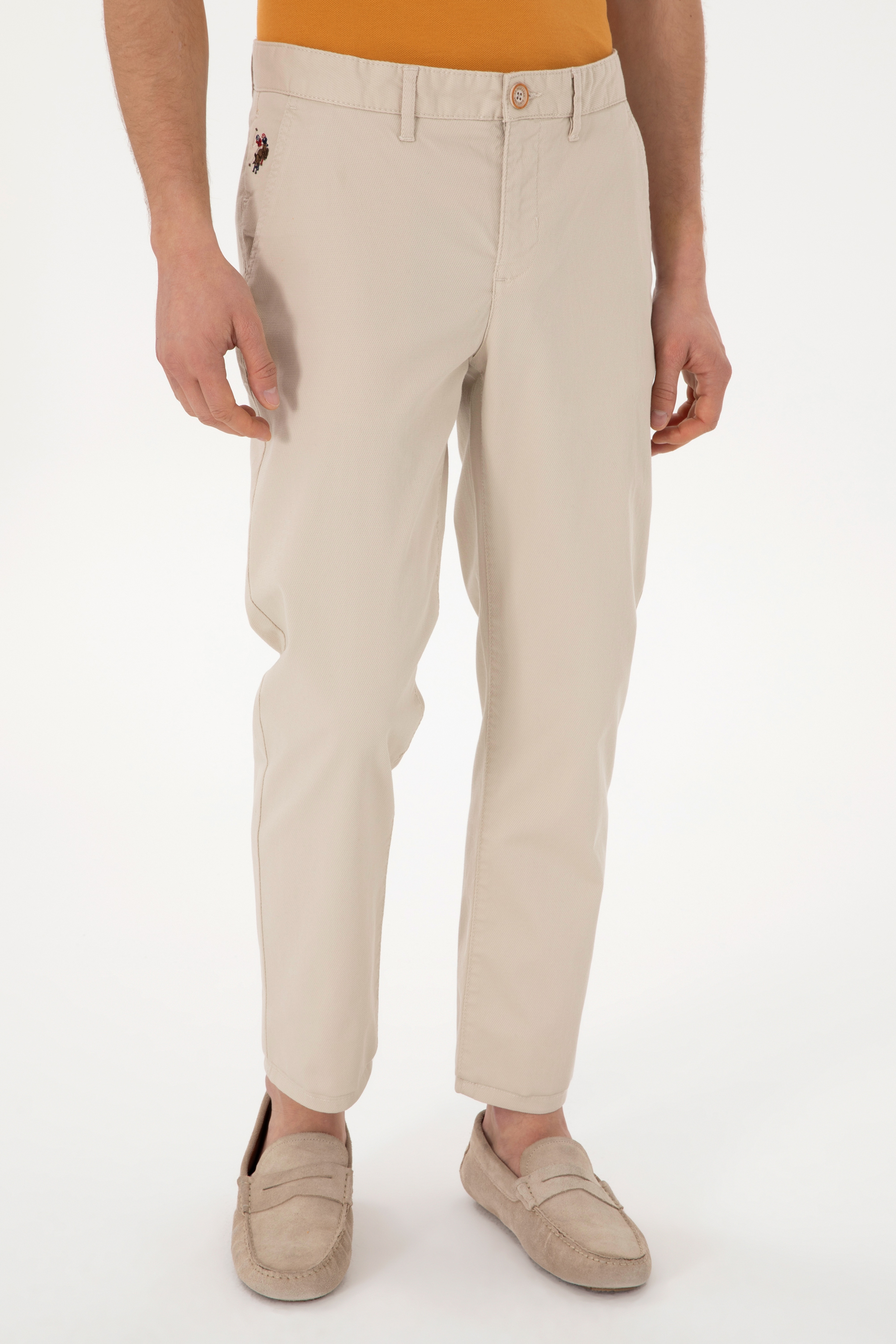 Erkek Slim Fit Taş Kanvas Pantolon