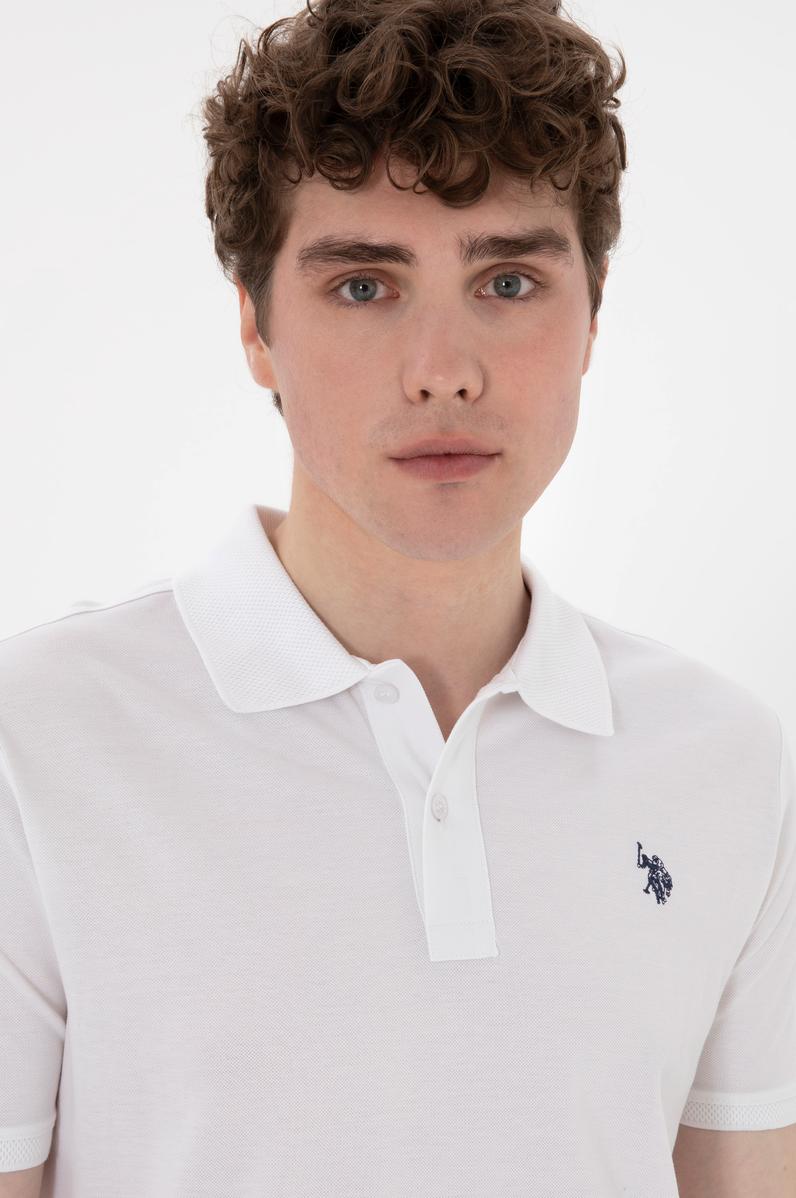 Erkek Regular Fit Polo Yaka Beyaz Basic Tişört