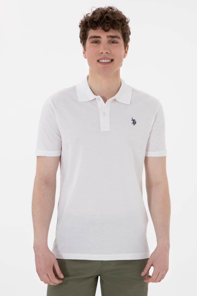 Erkek Regular Fit Polo Yaka Beyaz Basic Tişört