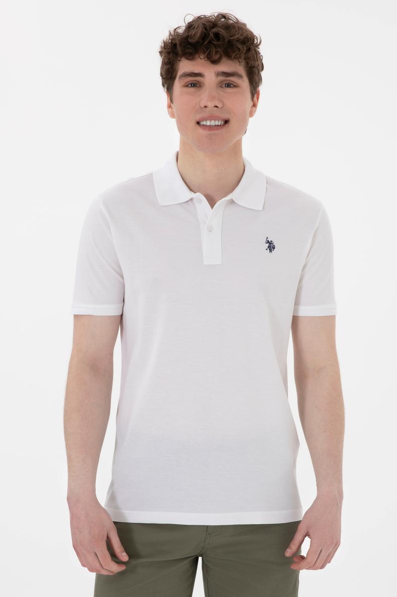 Erkek Regular Fit Polo Yaka Beyaz Basic Tişört