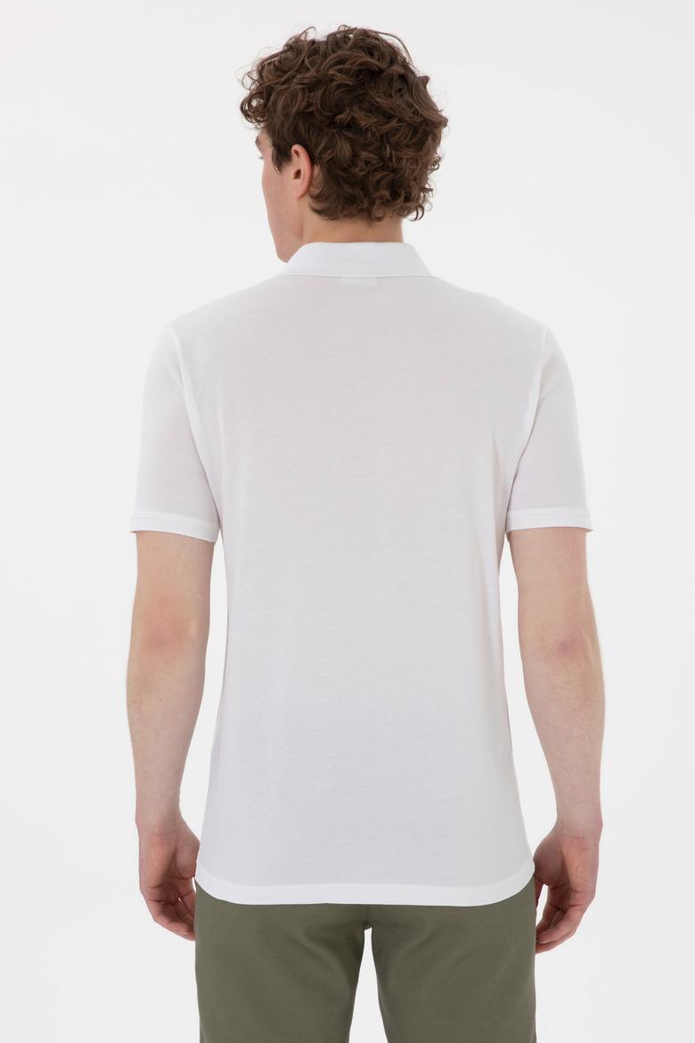 Erkek Regular Fit Polo Yaka Beyaz Basic Tişört - 50298016011