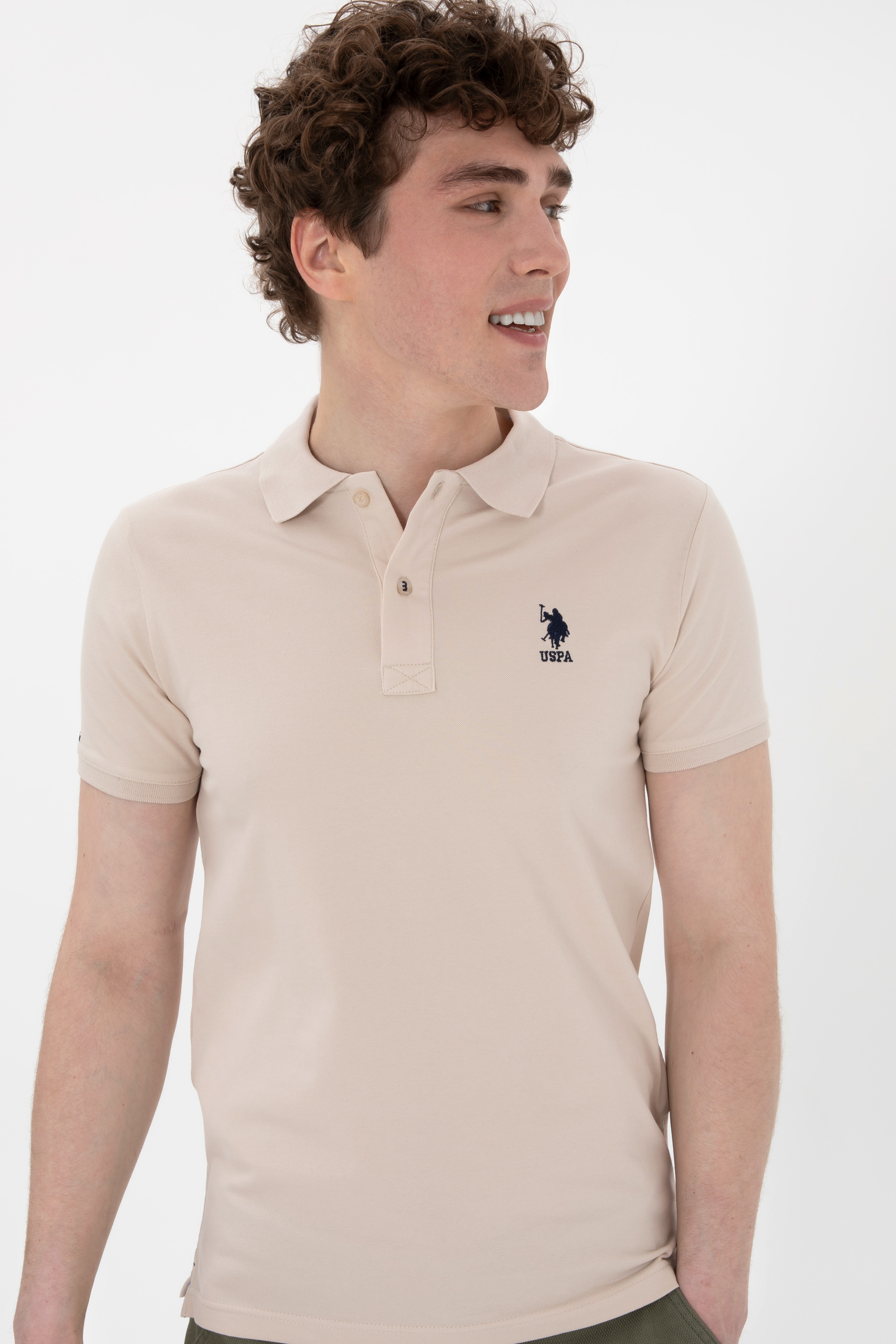 Erkek Slim Fit Polo Yaka Taş Basic Tişört