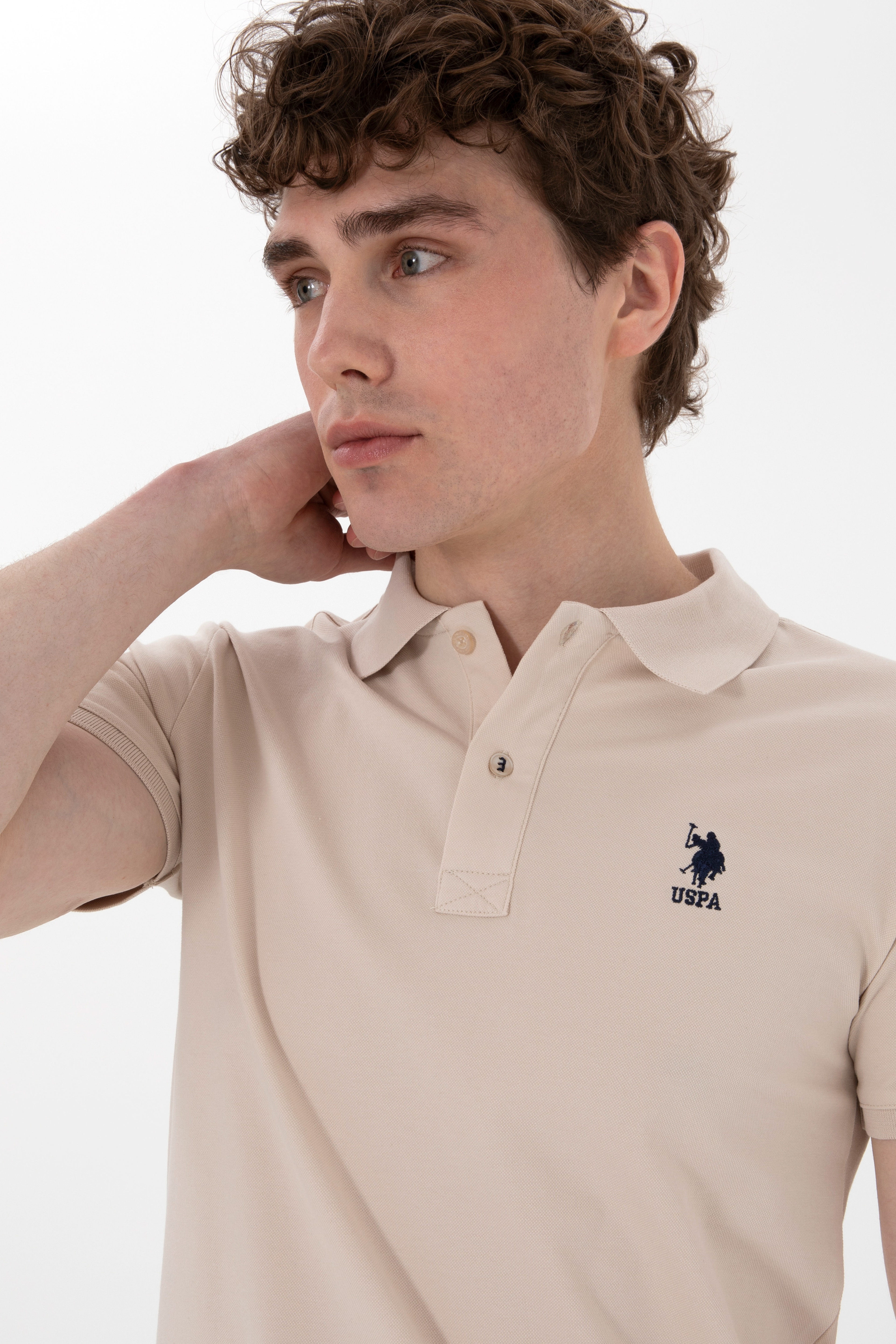 Erkek Slim Fit Polo Yaka Taş Basic Tişört