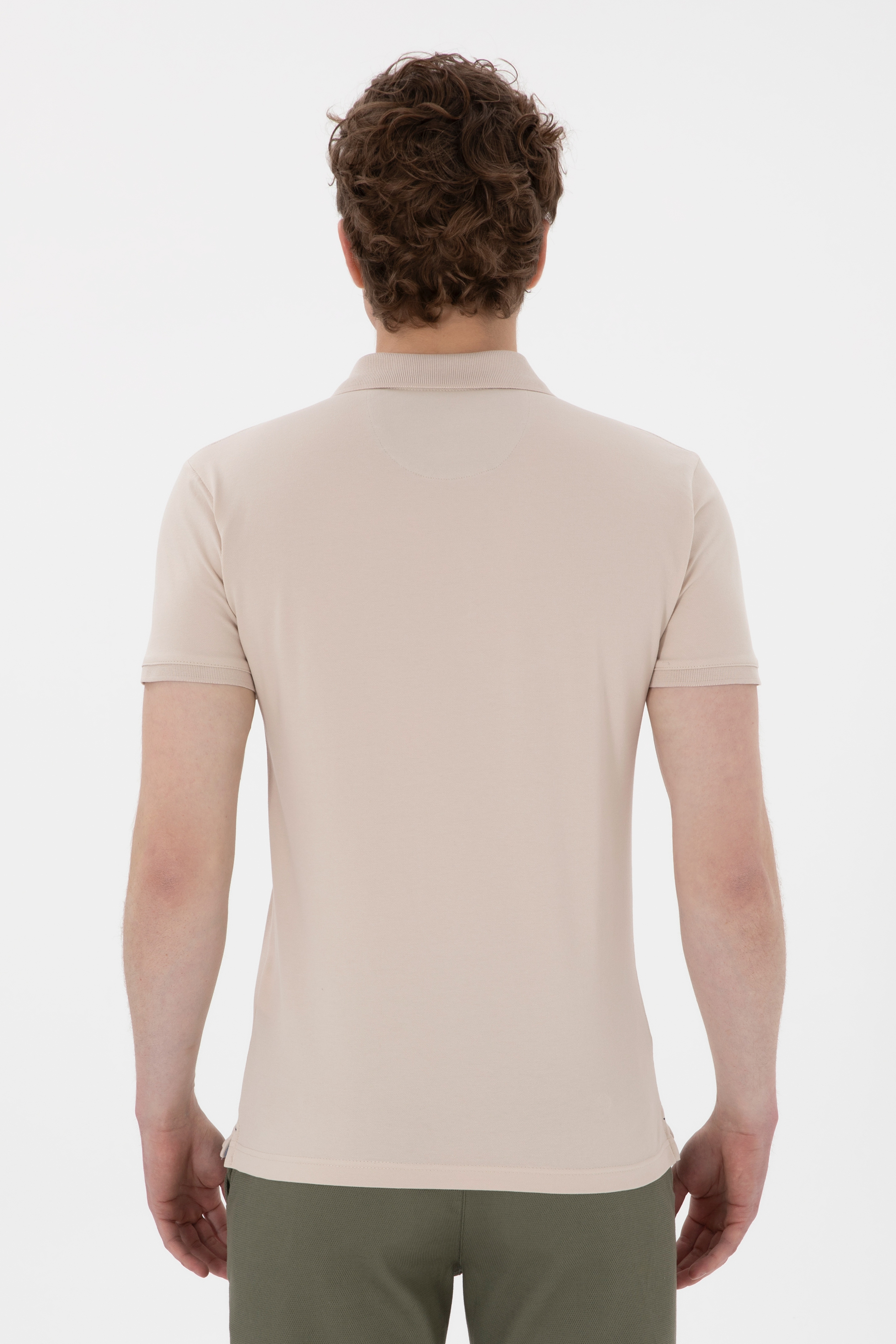 Erkek Slim Fit Polo Yaka Taş Basic Tişört - Image 5