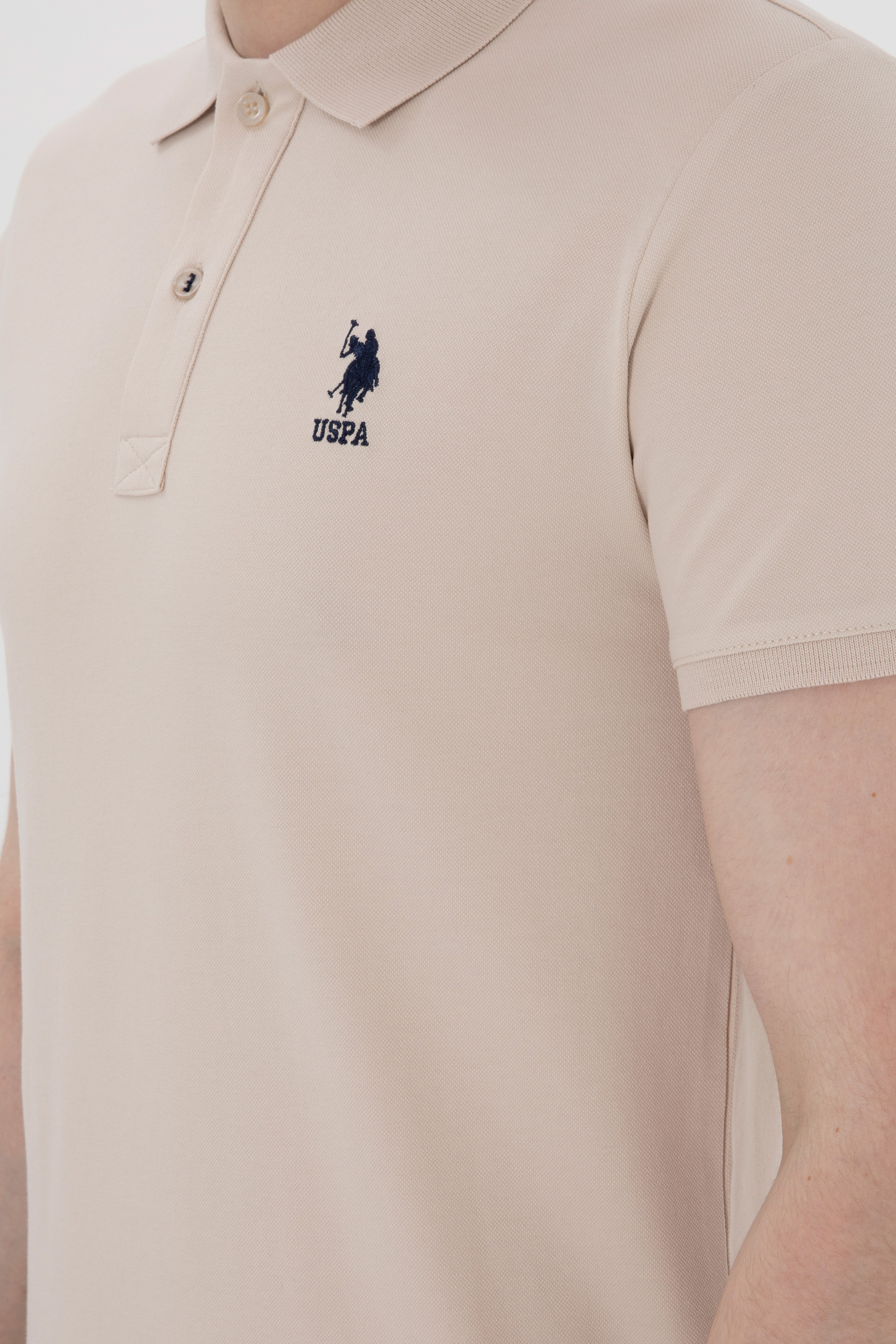 Erkek Slim Fit Polo Yaka Taş Basic Tişört