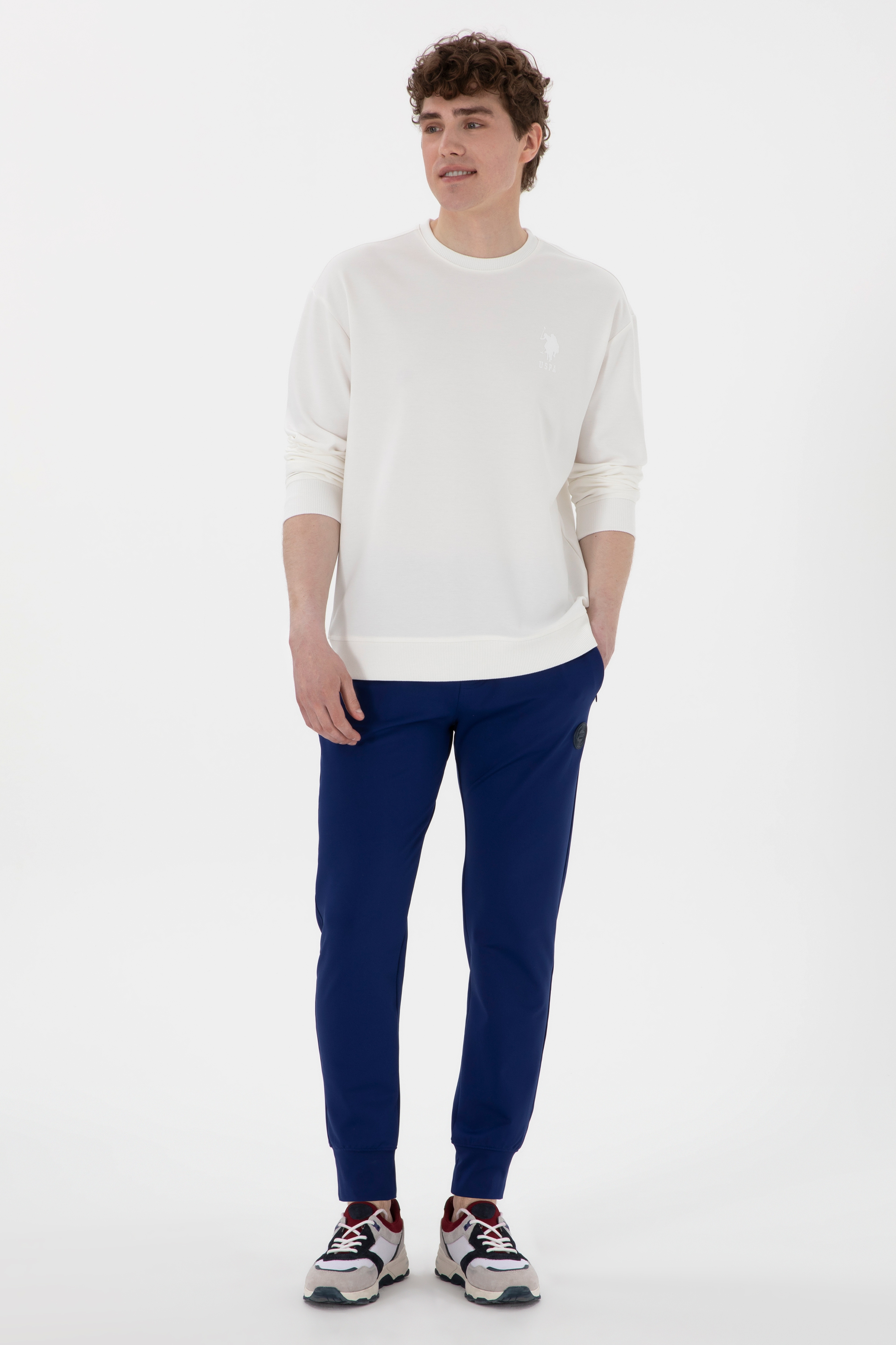 Erkek Beyaz Sweatshirt - Image 4