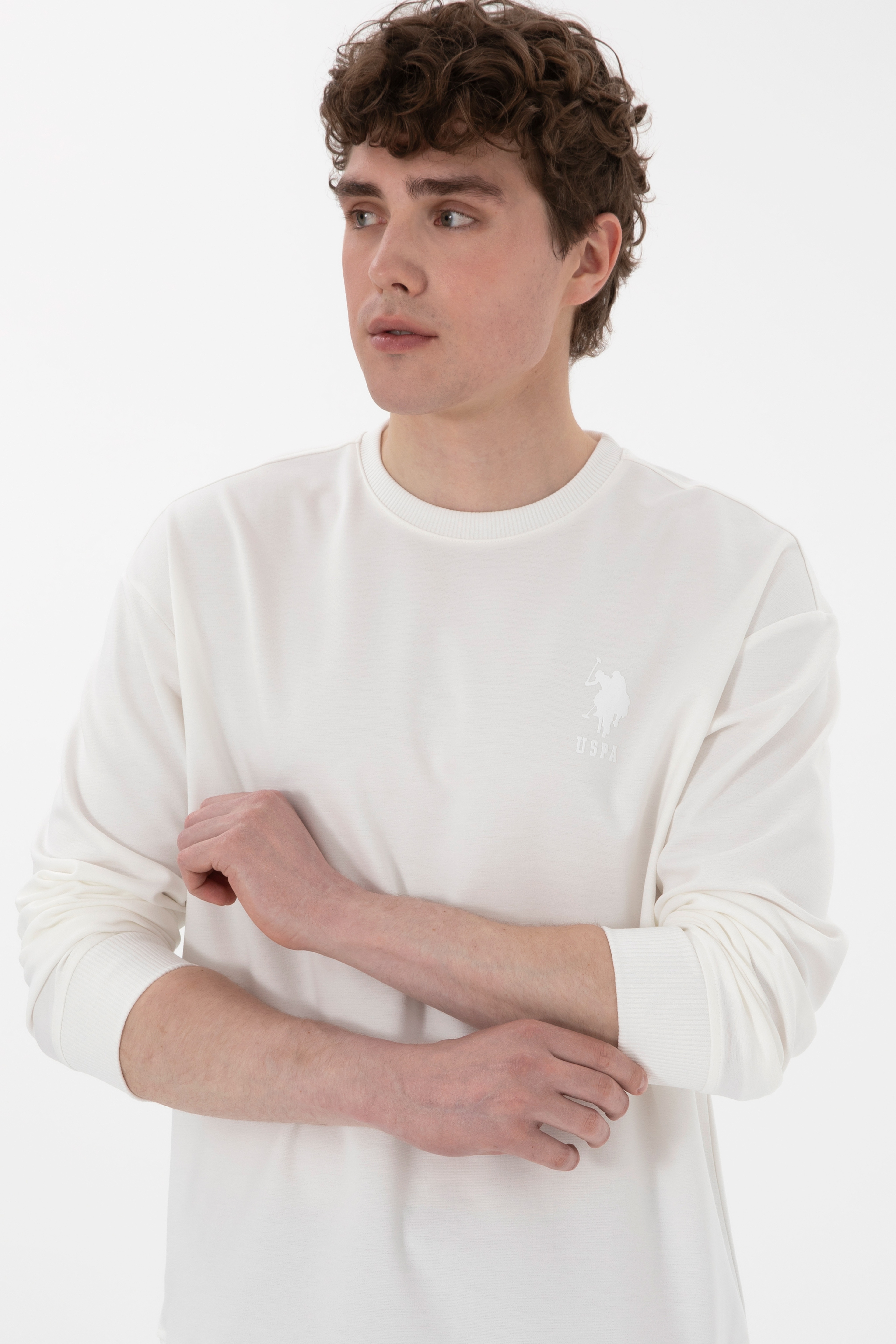 Erkek Beyaz Sweatshirt