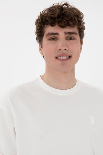 Erkek Beyaz Sweatshirt