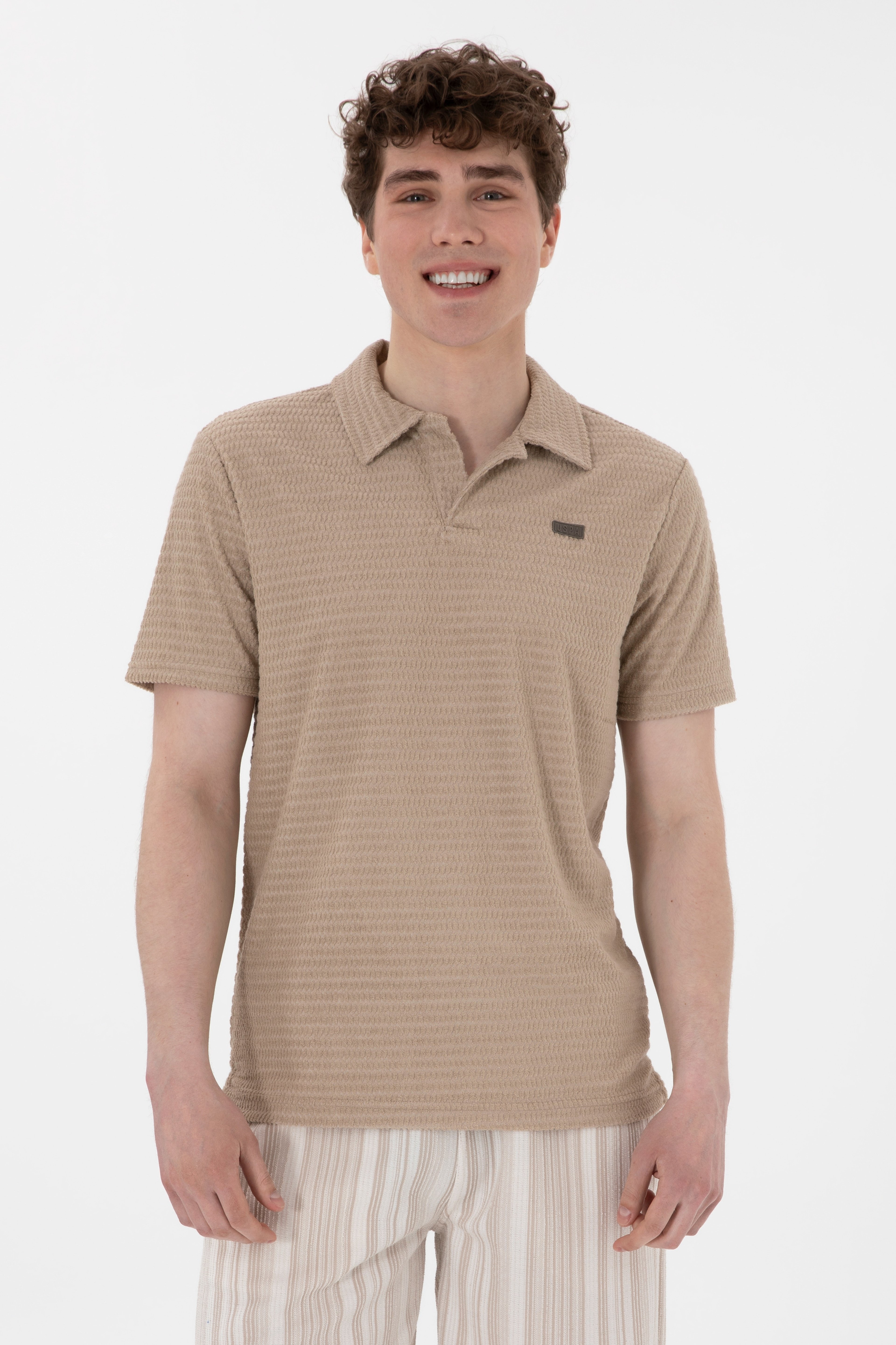 Erkek Regular Fit Polo Yaka Bej Tişört - Image 1