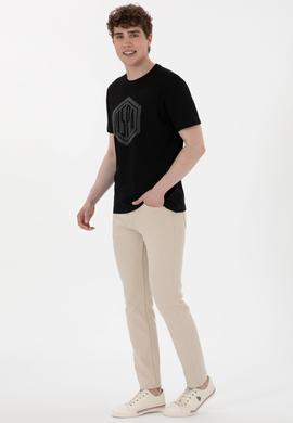 Erkek Regular Fit Bisiklet Yaka Siyah Tişört - 50300382006