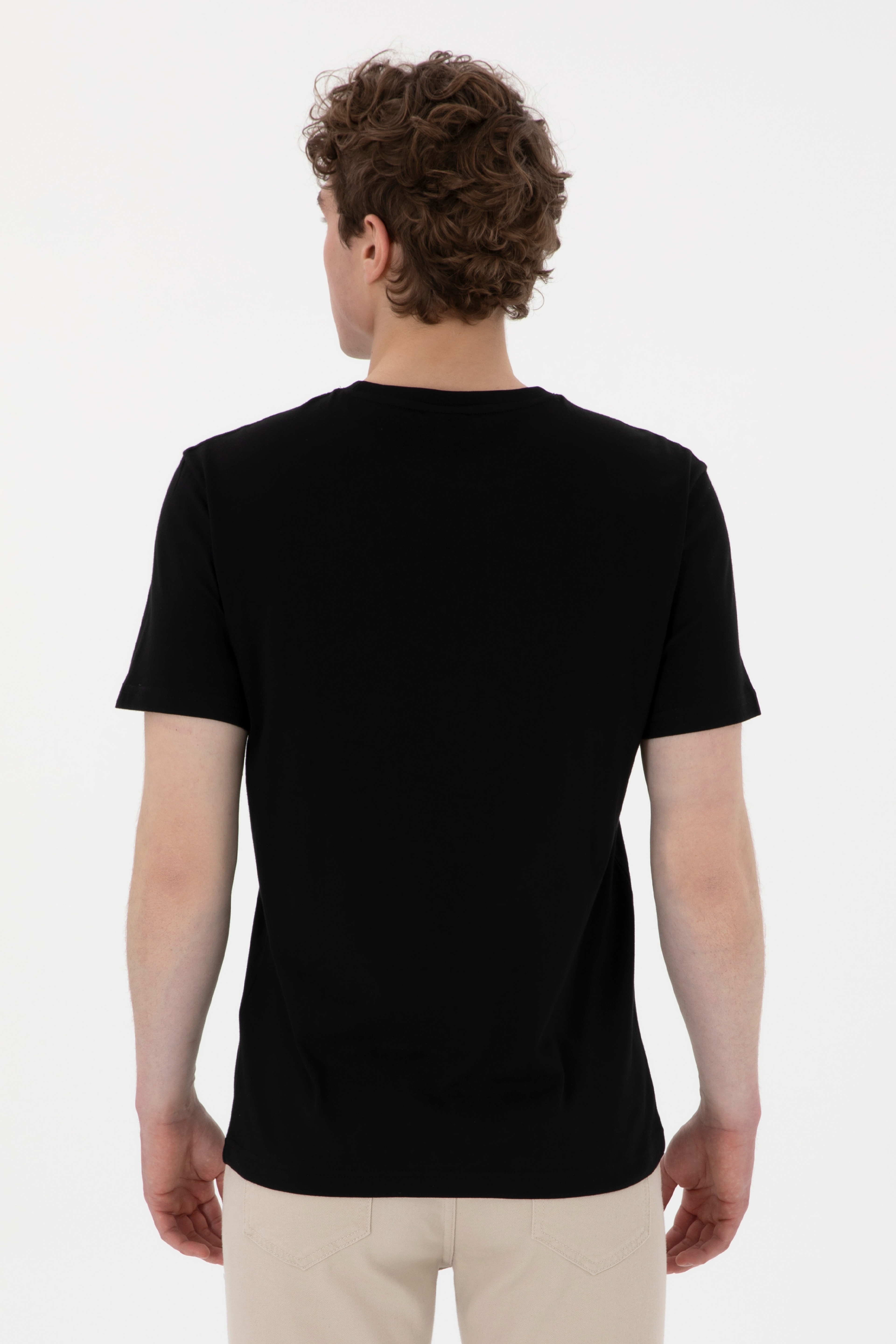 Erkek Regular Fit Bisiklet Yaka Siyah Tişört