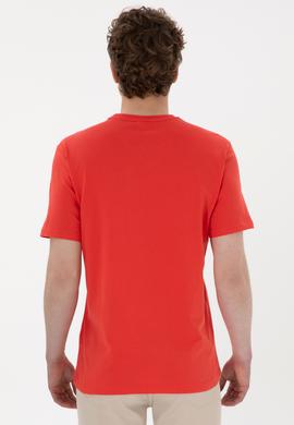 Erkek Regular Fit Bisiklet Yaka Kırmızı Tişört - 50300382046