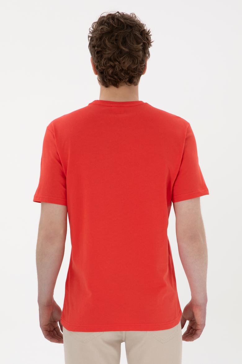 Erkek Regular Fit Bisiklet Yaka Kırmızı Tişört - 50300382046