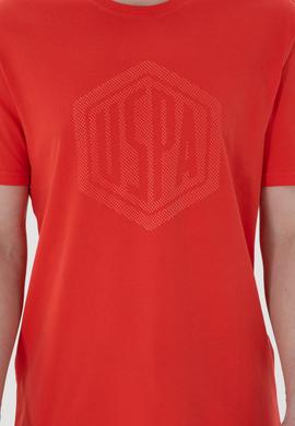 Erkek Regular Fit Bisiklet Yaka Kırmızı Tişört - 50300382046