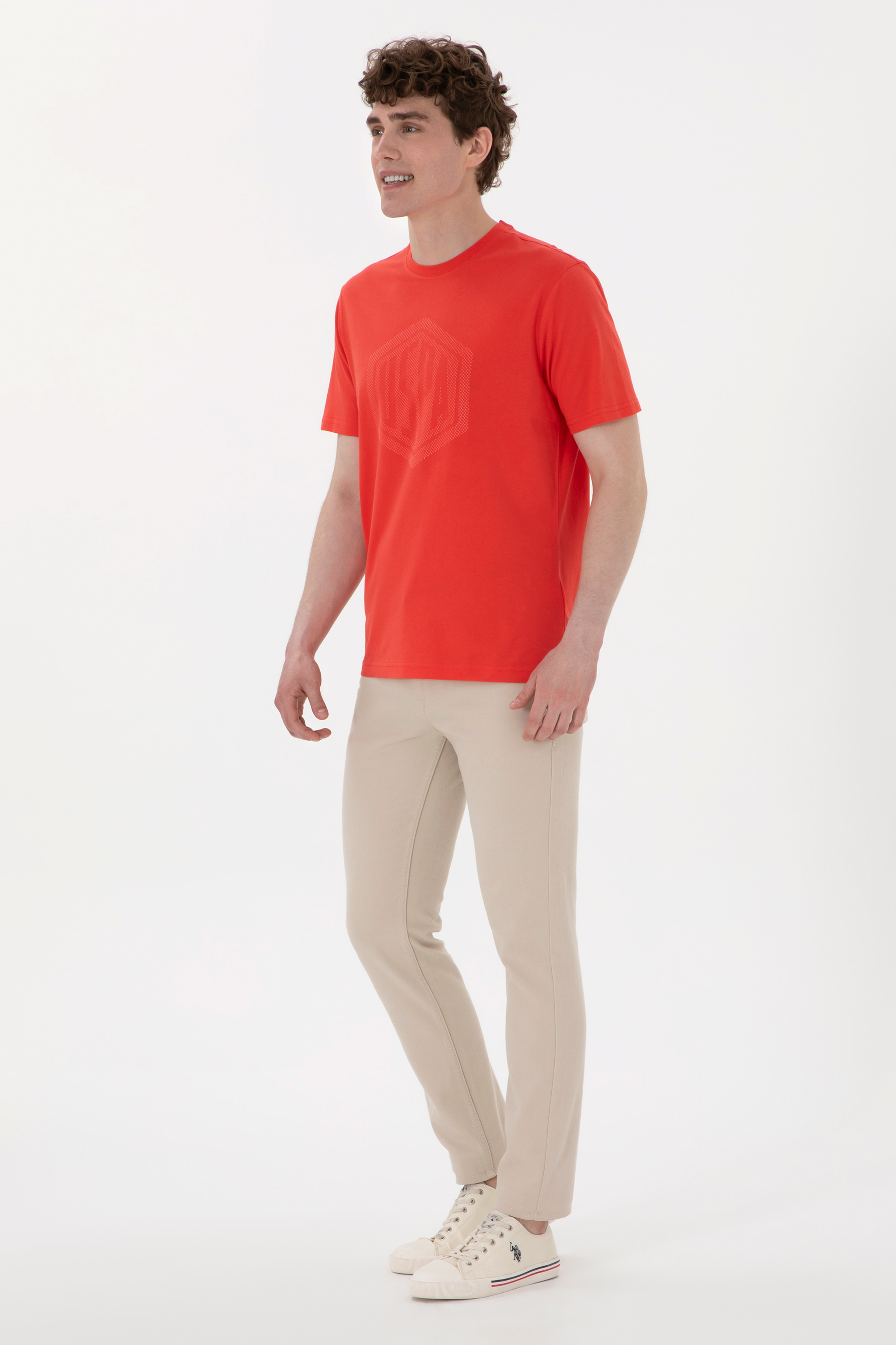 Erkek Regular Fit Bisiklet Yaka Kırmızı Tişört - Image 4