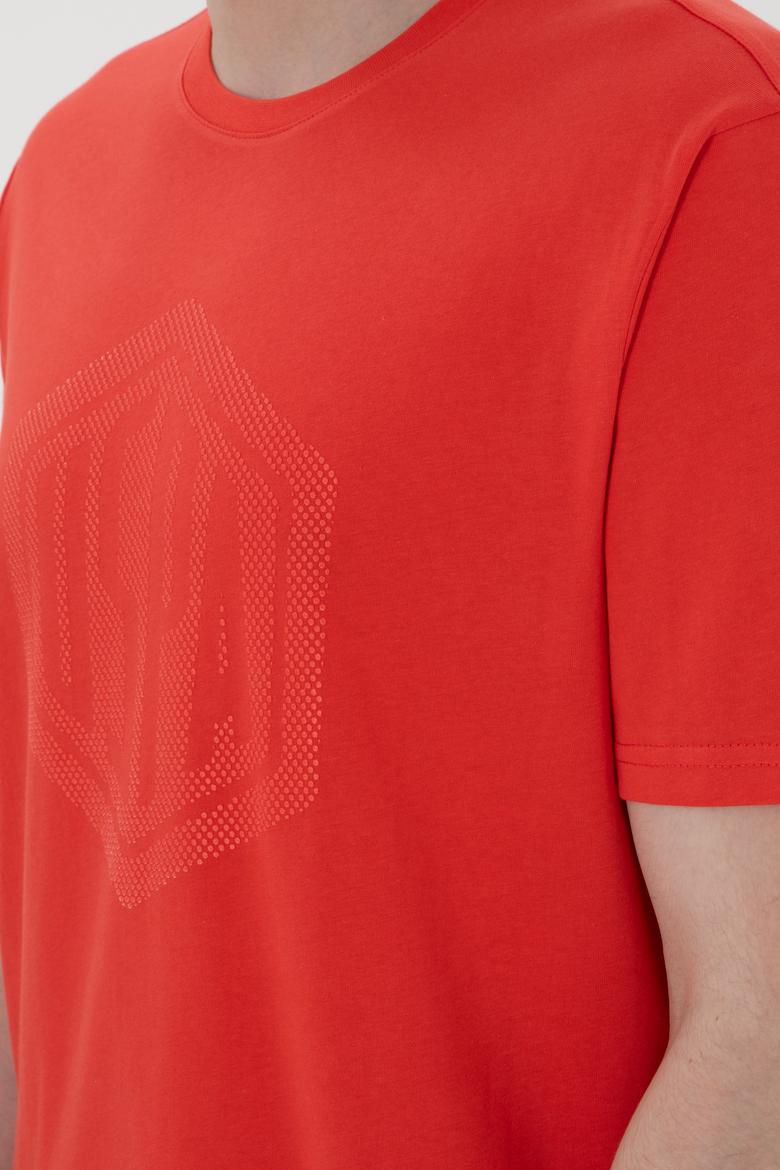 Erkek Regular Fit Bisiklet Yaka Kırmızı Tişört - 50300382046