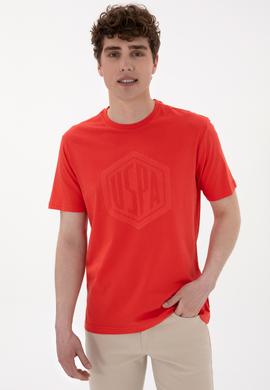 Erkek Regular Fit Bisiklet Yaka Kırmızı Tişört - 50300382046