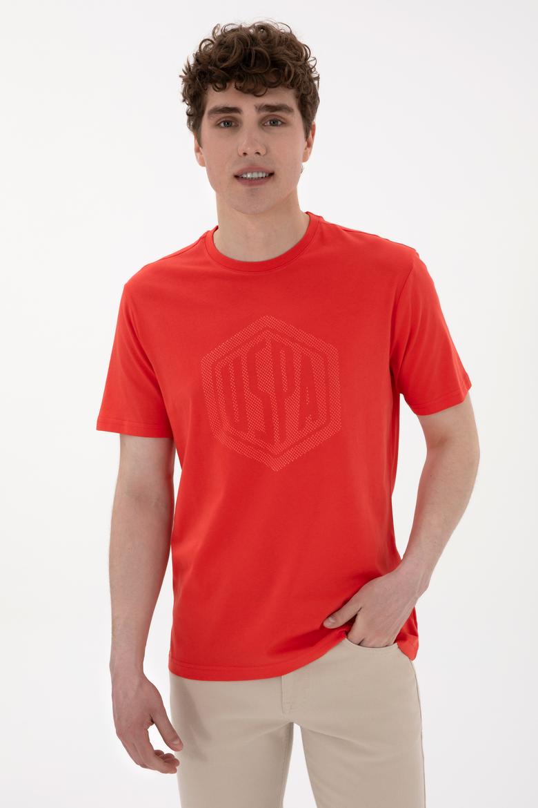 Erkek Regular Fit Bisiklet Yaka Kırmızı Tişört