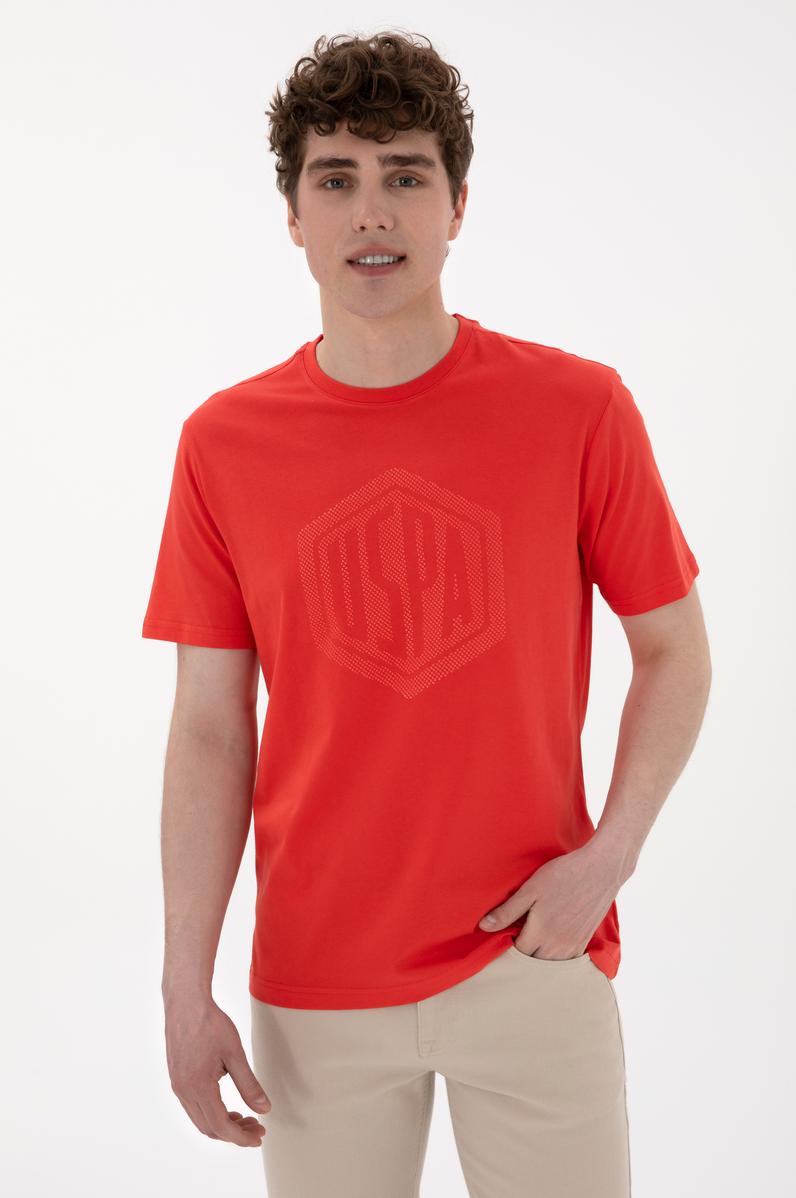 Erkek Regular Fit Bisiklet Yaka Kırmızı Tişört