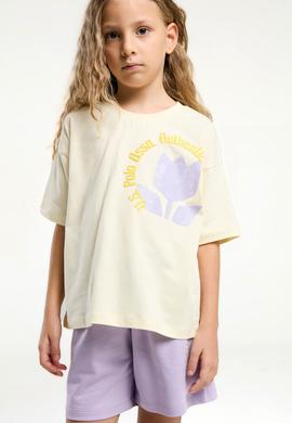 Kız Çocuk Sarı Şortlu Alt Üst Takım - 50312575008