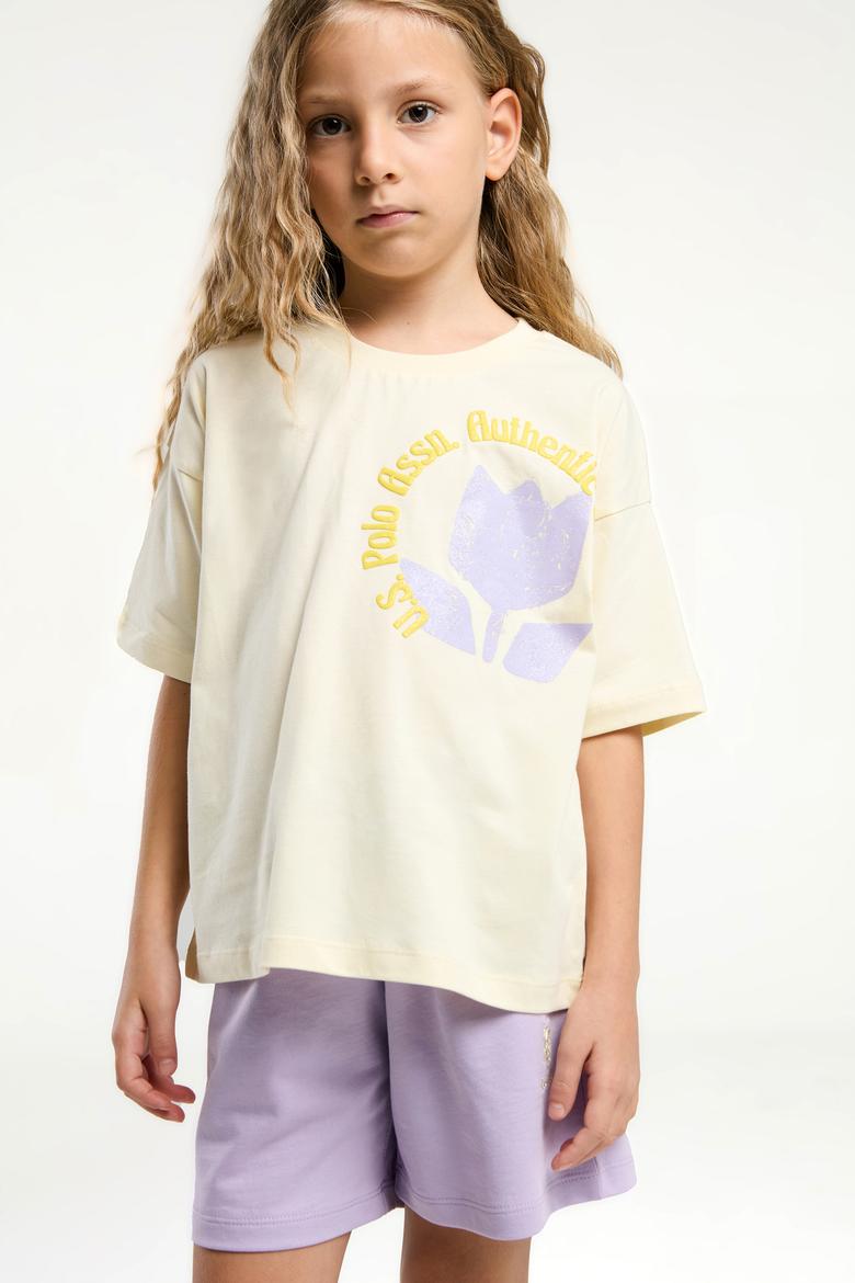 Kız Çocuk Sarı Şortlu Alt Üst Takım - 50312575008