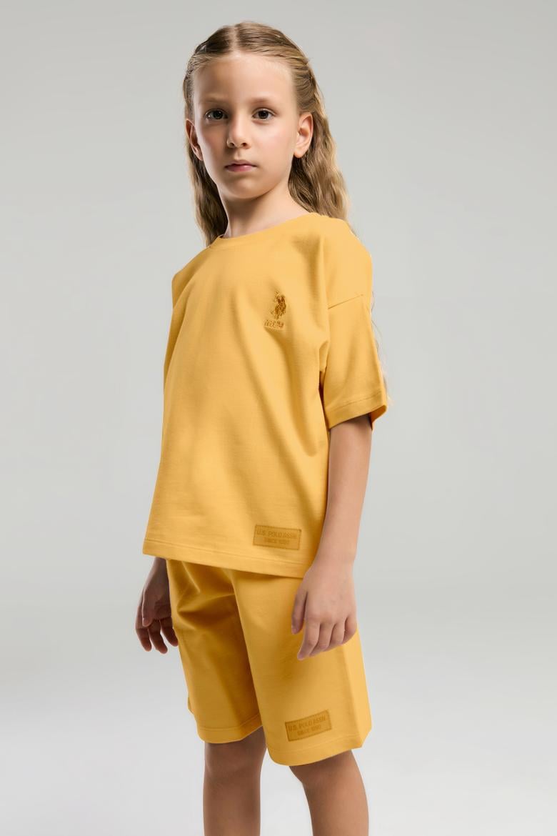 Kız Çocuk Koyu Sarı Şortlu Alt Üst Takım