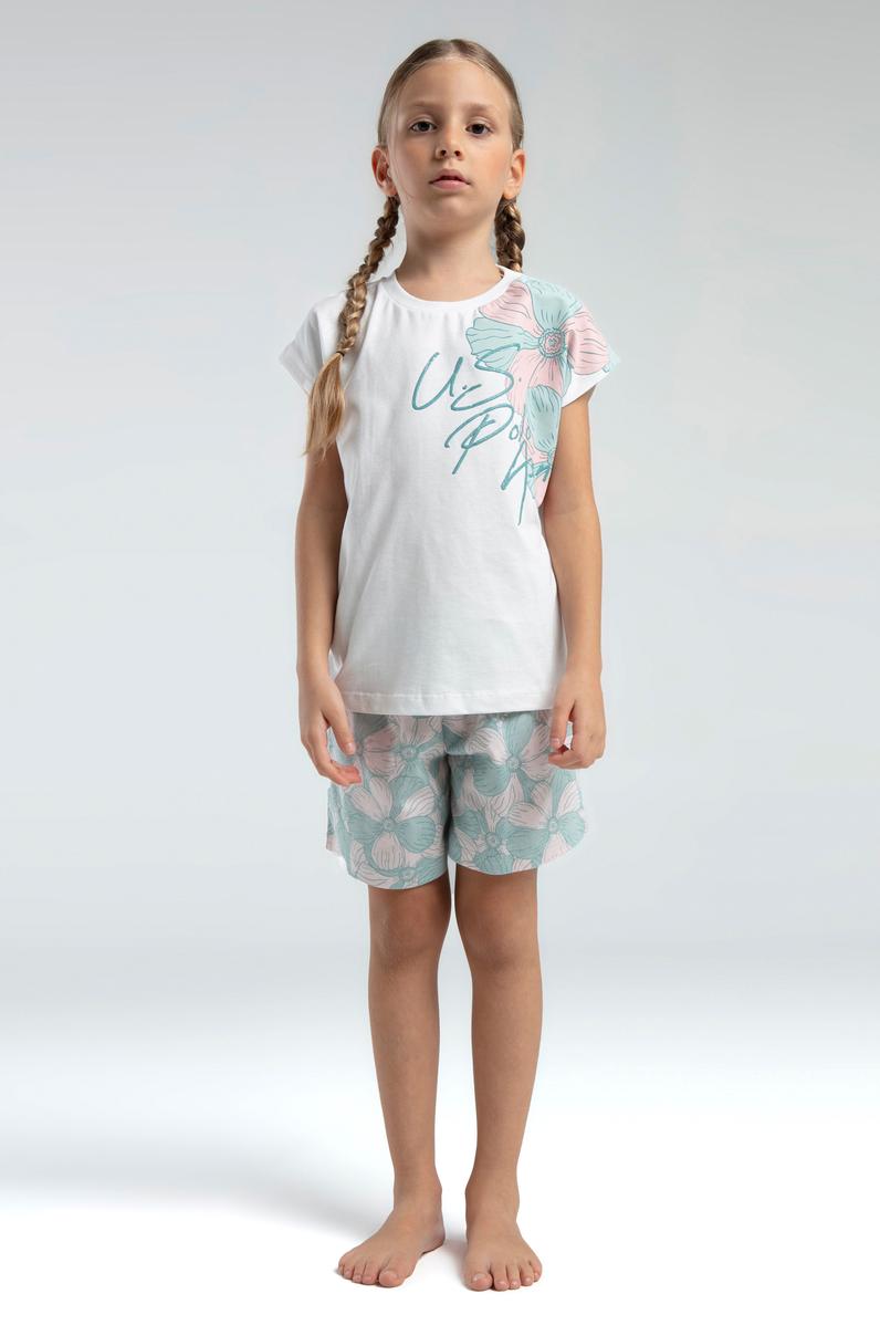 Kız Çocuk Su Yeşili Şortlu Pijama Takımı