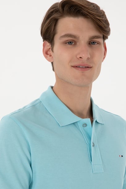 Erkek Slim Fit Polo Yaka Aqua Basic Tişört