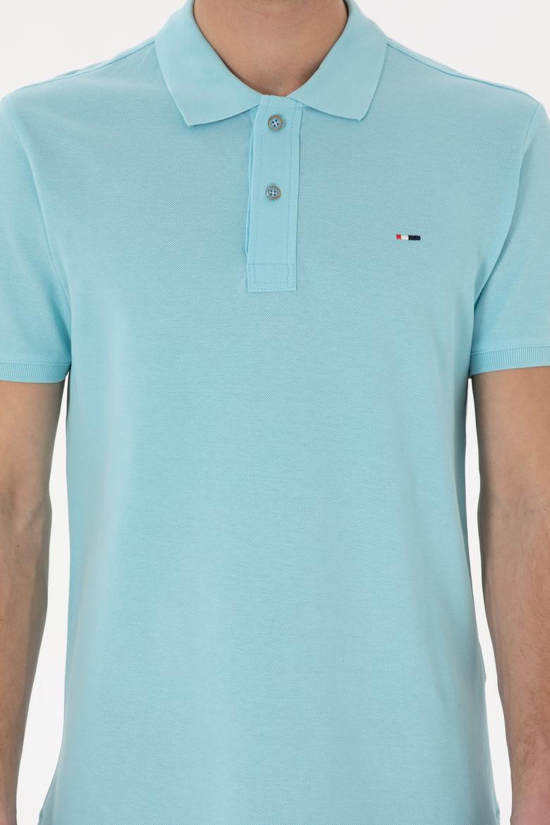 Erkek Slim Fit Polo Yaka Aqua Basic Tişört - 50297983083