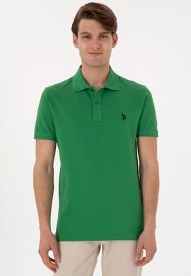 Erkek Slim Fit Polo Yaka Yeşil Basic Tişört - 50297984254