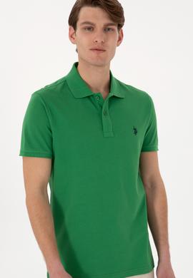 Erkek Slim Fit Polo Yaka Yeşil Basic Tişört - 50297984254