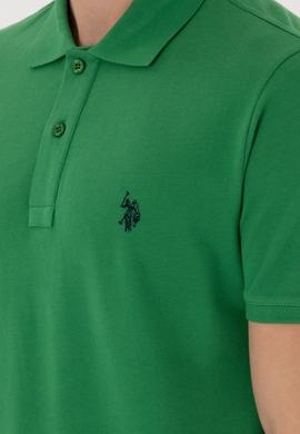 Erkek Slim Fit Polo Yaka Yeşil Basic Tişört - 50297984254