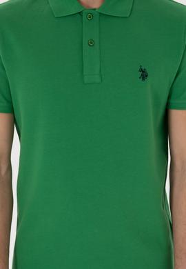 Erkek Slim Fit Polo Yaka Yeşil Basic Tişört - 50297984254