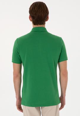 Erkek Slim Fit Polo Yaka Yeşil Basic Tişört - 50297984254