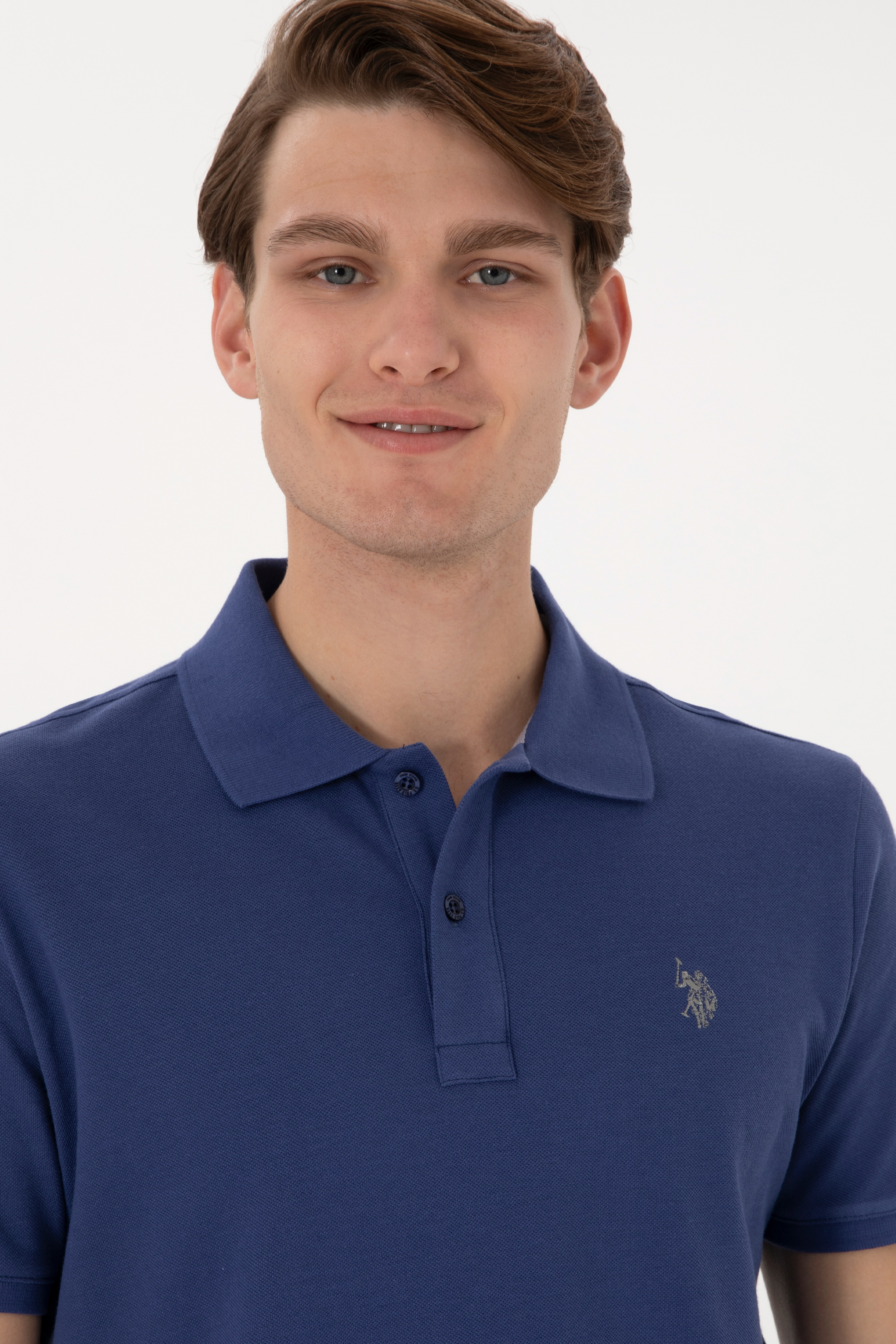 Erkek Slim Fit Polo Yaka Açık Basic Tişört